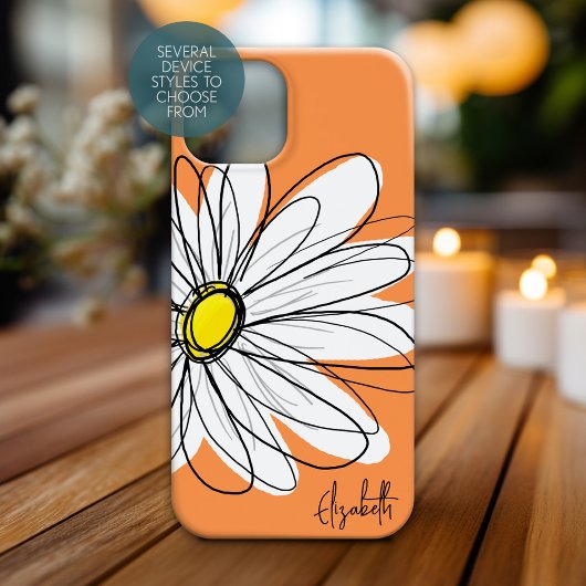 Trendy Daisy Floral Illustration Custom name Case-Mate iPhone Case