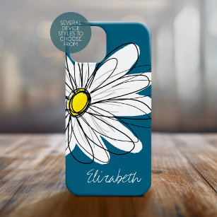 Trendy Daisy Floral Illustration Custom name Case-Mate iPhone Case