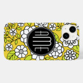 Trendy Daisy Floral Illustration - grijs en geel Case-Mate iPhone Case (Achterkant (horizontaal))