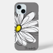 Trendy Daisy Floral Illustration - grijs en geel Case-Mate iPhone Case (Achterkant)