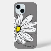 Trendy Daisy Floral Illustration - grijs en geel Case-Mate iPhone Case (Achterkant)