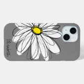 Trendy Daisy Floral Illustration - grijs en geel Case-Mate iPhone Case (Achterkant (horizontaal))