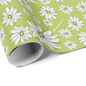 Trendy Daisy Floral Illustration - limoen en geel Cadeaupapier (Rol Hoek)