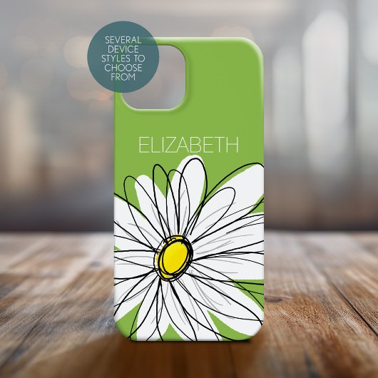 Trendy Daisy Floral Illustration - limoen en geel Case-Mate iPhone Case