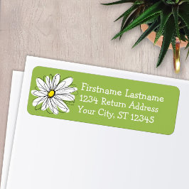 Trendy Daisy Floral Illustration - limoen en geel Etiket