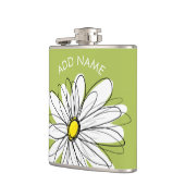 Trendy Daisy Floral Illustration - limoen en geel Heupfles (Links)