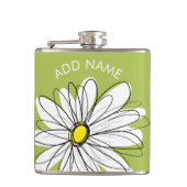 Trendy Daisy Floral Illustration - limoen en geel Heupfles (Voorkant)
