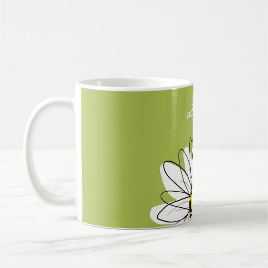 Trendy Daisy Floral Illustration - limoen en geel Koffiemok (Links)