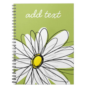 Trendy Daisy Floral Illustration - limoen en geel Notitieboek