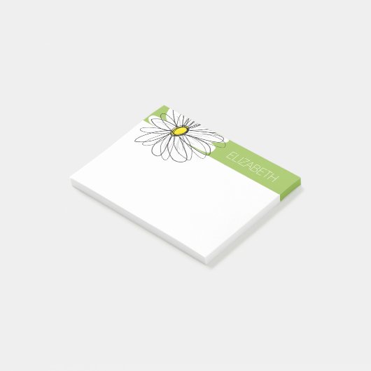 Trendy Daisy Floral Illustration - limoen en geel Post-it® Notes (Schuin)