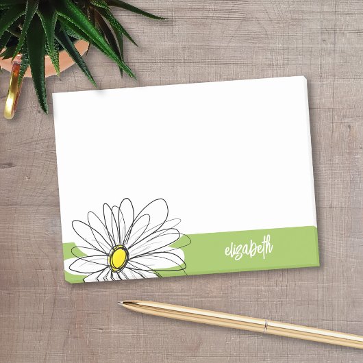 Trendy Daisy Floral Illustration - limoen en geel Post-it® Notes