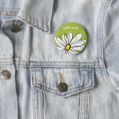 Trendy Daisy Floral Illustration - limoen en geel Ronde Button 5,7 Cm (In situ)