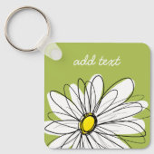 Trendy Daisy Floral Illustration - limoen en geel Sleutelhanger (Voorkant)