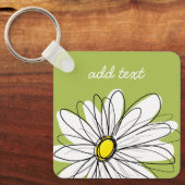 Trendy Daisy Floral Illustration - limoen en geel Sleutelhanger (Voorkant)