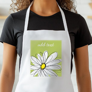 Trendy Daisy Floral Illustration - limoen en geel Standaard Schort
