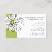 Trendy Daisy Floral Illustration - limoen en geel Visitekaartje (Achterkant)