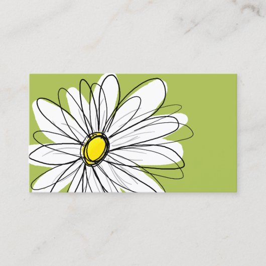 Trendy Daisy Floral Illustration - limoen en geel Visitekaartje (Voorkant)