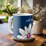 Trendy Daisy Floral Illustration - marine and roze Koffiemok<br><div class="desc">Een zand en griezelig stuk van hipster. Je kunt een naam,  een monogram of een andere aangepaste tekst toevoegen. Als u de kunst rond moet bewegen,  klik op de aanpassingsknoop om veranderingen aan te brengen.</div>
