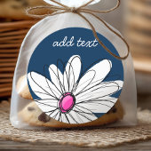 Trendy Daisy Floral Illustration - marine and roze Ronde Sticker