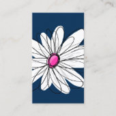 Trendy Daisy Floral Illustration - marine and roze Visitekaartje (Voorkant)