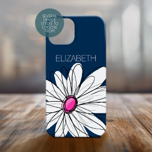 Trendy Daisy Floral Illustration - marvy roze iPhone 15 Case