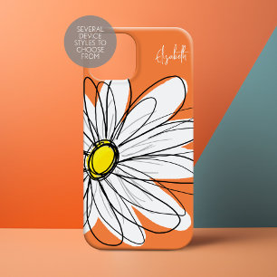 Trendy Daisy Floral Illustration - oranje geel iPhone 16 Pro Max Hoesje