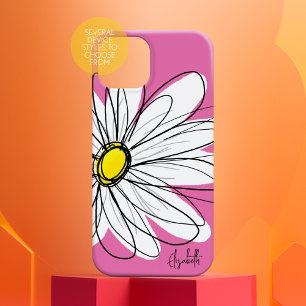 Trendy Daisy Floral Illustration - roze geel Case-Mate iPhone 14 Plus Hoesje