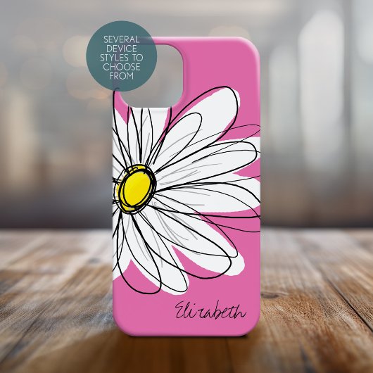 Trendy Daisy Floral Illustration - roze geel Case-Mate iPhone Case