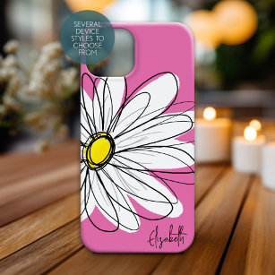 Trendy Daisy Floral Illustration - roze geel Case-Mate iPhone Case