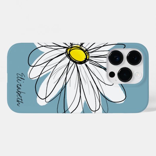 Trendy Daisy Floral Illustration Script name Case-Mate iPhone Case (Achterkant (horizontaal))