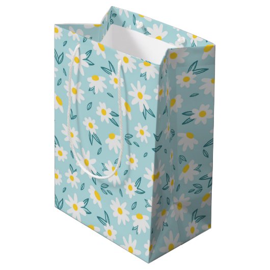 trendy daisy floral medium cadeauzakje (Achterkant Gekanteld)