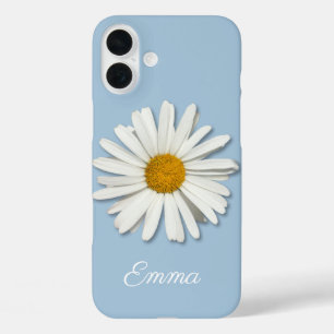 Trendy Daisy Flower Blossom - Floral Mode Blue iPhone 16 Plus Hoesje