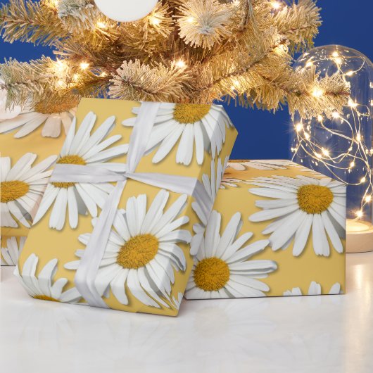 Trendy Daisy Flower Blossom Floral Mode Geel Cadeaupapier (Feestdagen)