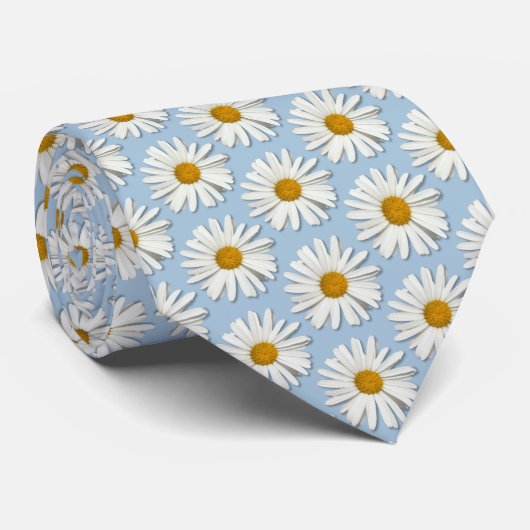 Trendy Daisy Flower Blossom - Mode - Blauw Stropdas (Opgerold)