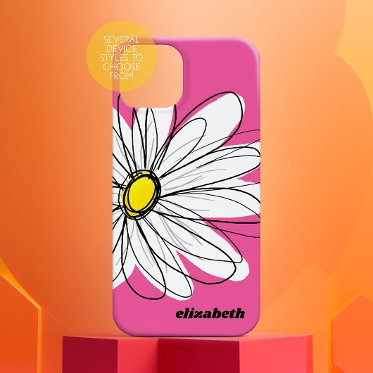 Trendy Daisy Flower met name - roze geel Case-Mate iPhone Case