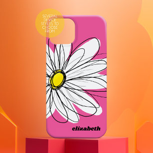 Trendy Daisy Flower met name - roze geel iPhone 15 Case