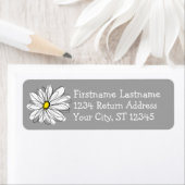 Trendy Daisy gray and yellow Return Address Etiket (Insitu)