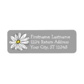 Trendy Daisy gray and yellow Return Address Etiket (Voorkant)