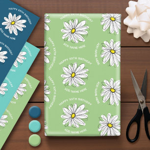 Trendy Daisy Happy Birthday Colorful Flower Inpakpapier Vel