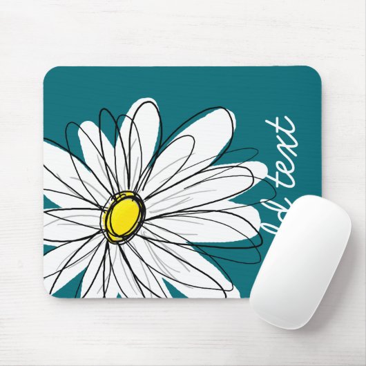 Trendy Daisy met blauw en geel Muismat (Met muis)