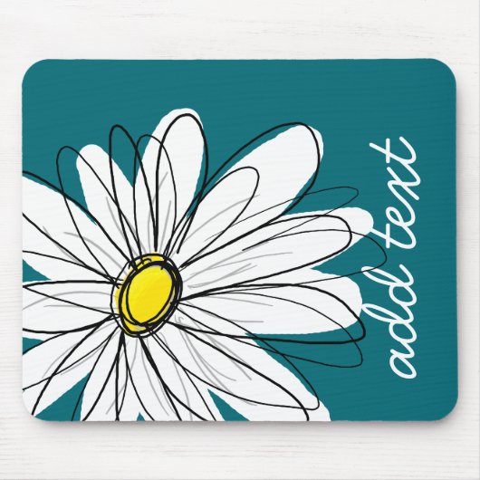 Trendy Daisy met blauw en geel Muismat (Voorkant)