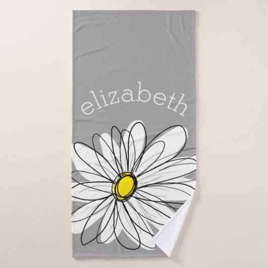 Trendy Daisy met grijs en geel Badhanddoek (Badhanddoek)