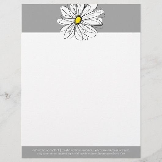 Trendy Daisy met grijs en geel Briefhoofd Ontwerp (Voorkant)