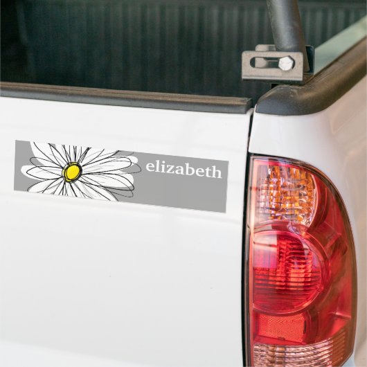 Trendy Daisy met grijs en geel Bumpersticker (Op Truck)