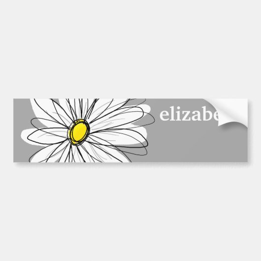 Trendy Daisy met grijs en geel Bumpersticker (Voorkant)