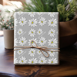 Trendy Daisy met grijs en geel Cadeaupapier