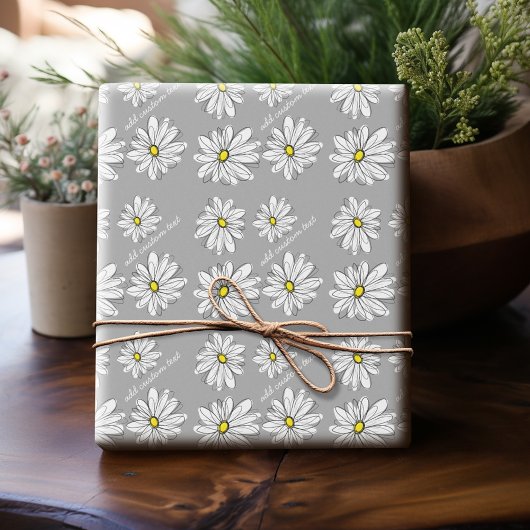 Trendy Daisy met grijs en geel Cadeaupapier