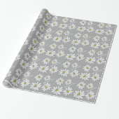 Trendy Daisy met grijs en geel Cadeaupapier (Uitgerold)