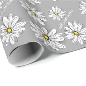 Trendy Daisy met grijs en geel Cadeaupapier (Rol Hoek)