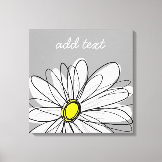 Trendy Daisy met grijs en geel Canvas Afdruk (Voorkant)